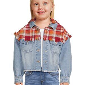 Wonder Nation Toddler Blue Denim & Plaid Jean Jacket, Size 12M-5T - NWT